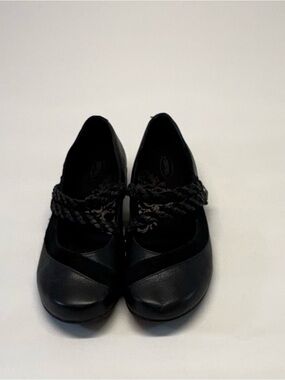 Aetrex Annie Black Leather Braided Mary Jane Flats - Size 9.5 / 40